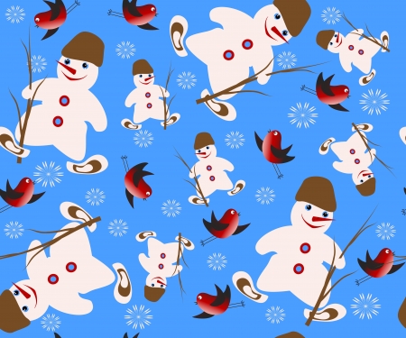 Christmas vector seamless with snowmanのイラスト素材