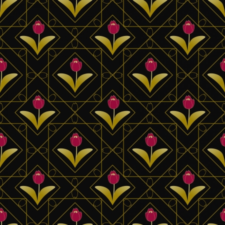 abstract floral illustration with geometric shapesのイラスト素材