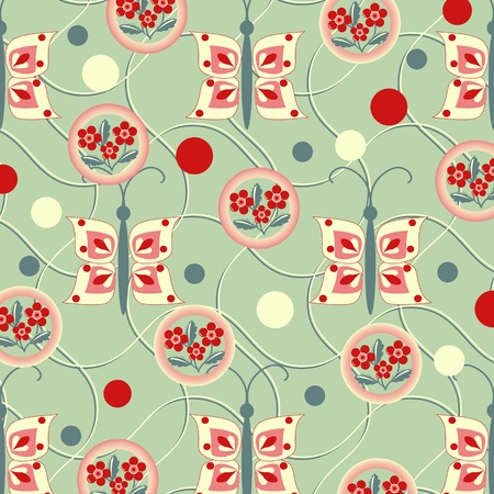 abstract vector illustration with butterfliesのイラスト素材