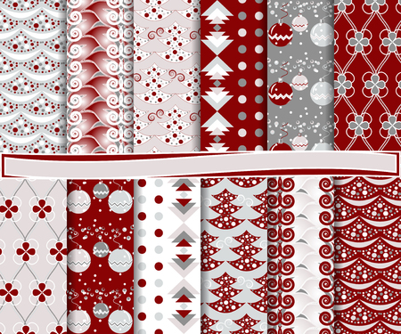Abstract vector set of Christmas paper for scrapbooksのイラスト素材