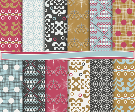 Abstract vector set of Christmas paper for scrapbookのイラスト素材