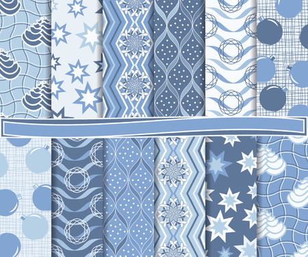 Abstract vector set of Christmas paper for scrapbookのイラスト素材