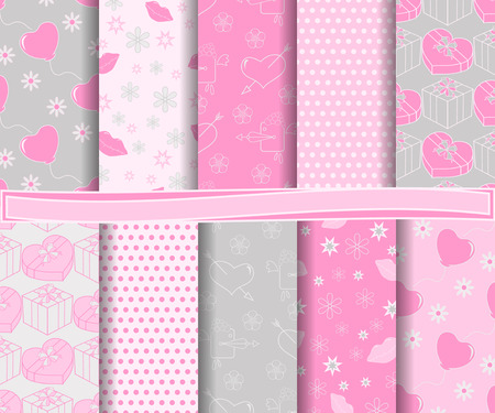 Abstract vector set of scrapbook paper Valentine's Day のイラスト素材