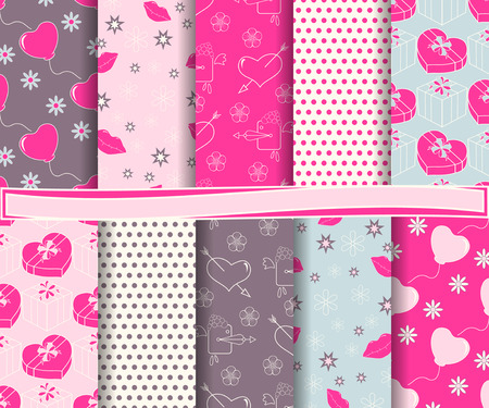 Abstract vector set of scrapbook paper Valentine's Day のイラスト素材