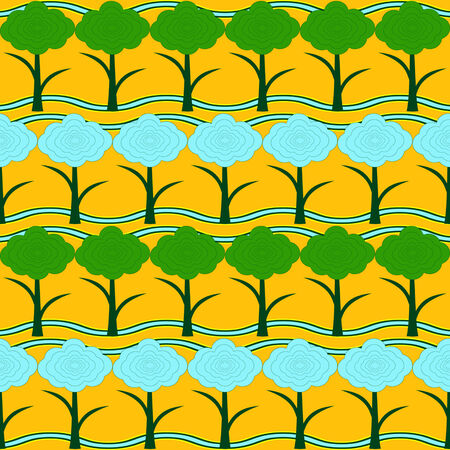  vector illustration with abstract stylized trees のイラスト素材