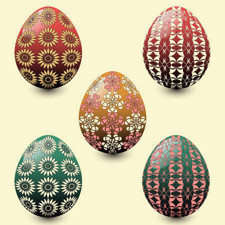 vector illustration set of easter eggsのイラスト素材