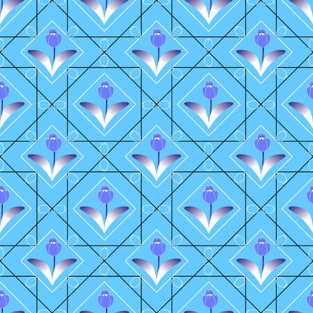 abstract floral illustration with geometric shapesのイラスト素材