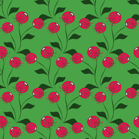 Seamless abstract vector illustration with berry bushesのイラスト素材