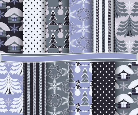 set of abstract Christmas vector paper for scrapbookのイラスト素材