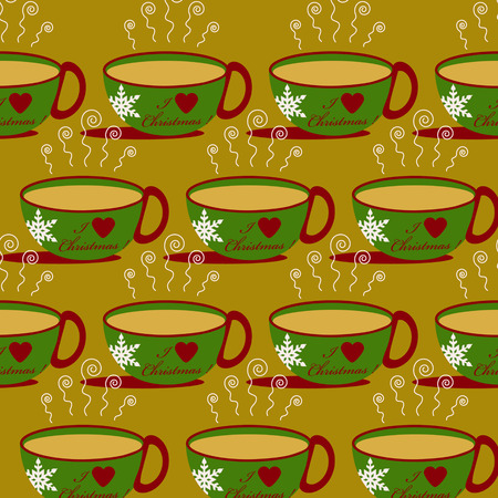 Christmas abstract vector background with a cup of hot drinkのイラスト素材