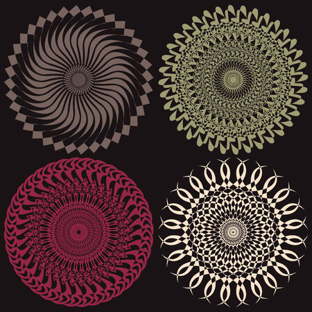 vector set of abstract circular patternのイラスト素材