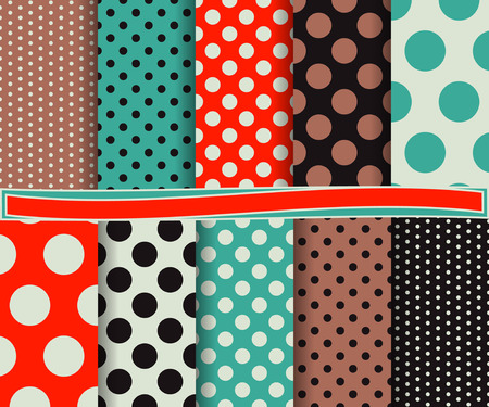 set of  abstract polka dot vector paper for scrapbookのイラスト素材