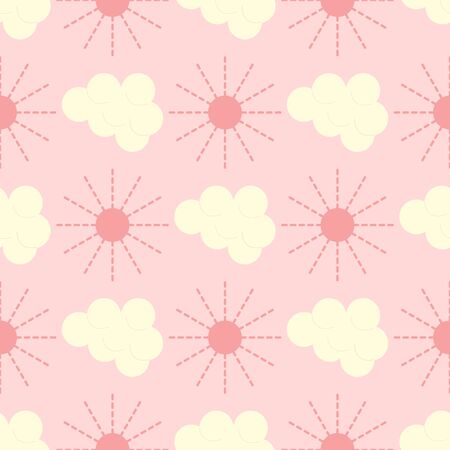 Seamless abstract vector illustration of clouds and sun