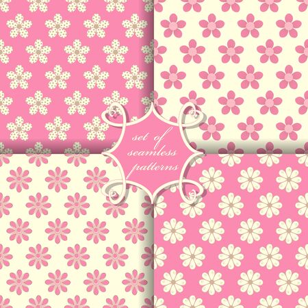 vector set of seamless floral patternsのイラスト素材