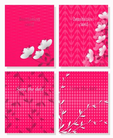 Set of vector templates for invitations, save the dateのイラスト素材