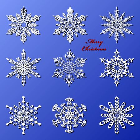 vector set of abstract decorative snowflakesのイラスト素材