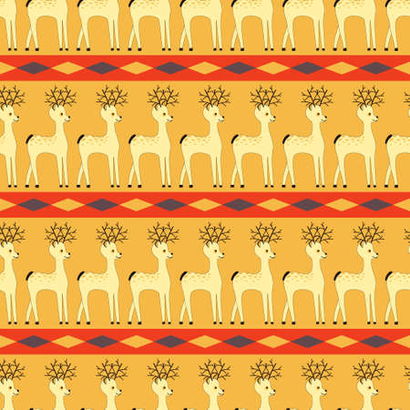 Seamless vector Christmas illustration  with deerのイラスト素材