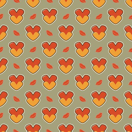 Seamless abstract vector illustration Valentine's Day with hearts and lipsのイラスト素材