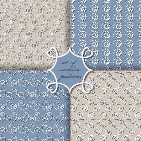 Set of seamless vector illustrations. Abstract decorative shapesのイラスト素材