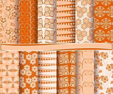set of abstract vector paper with floral patterns and decorative elements for scrapbookのイラスト素材