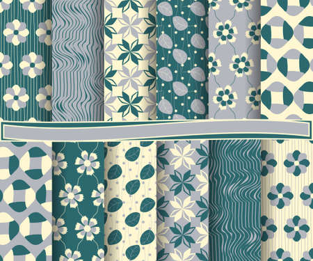 set of abstract vector paper with decorative flowers, shapes and design elements for scrapbookのイラスト素材
