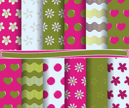 set of abstract vector paper with decorative flowers, shapes and design elements for scrapbookのイラスト素材