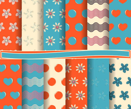 set of abstract vector paper with decorative flowers, shapes and design elements for scrapbookのイラスト素材