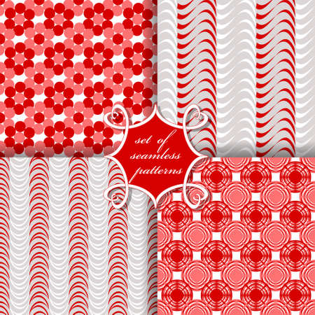 Set of seamless vector illustrations. Abstract shapes and decorative flowersのイラスト素材