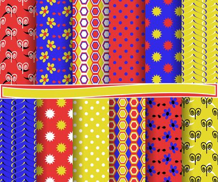 set of abstract vector paper with decorative flowers, shapes and design elements for scrapbookのイラスト素材