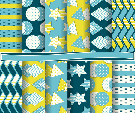 set of abstract vector paper with geometric shapes and design elements for scrapbookのイラスト素材