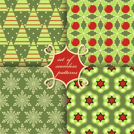 set of Christmas seamless vector illustration. Christmas symbols, patternsのイラスト素材