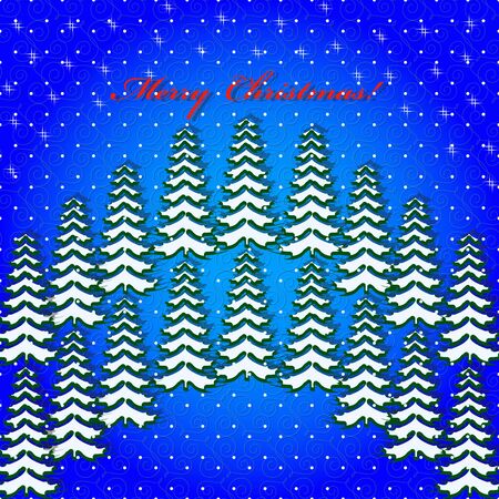 Christmas vector illustration with Christmas trees. Greeting cardのイラスト素材