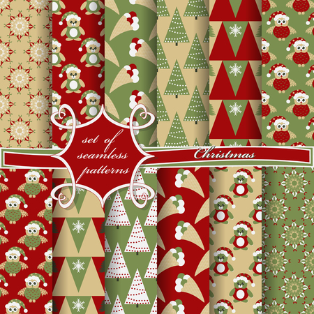 set of Christmas seamless vector illustration. Christmas symbols,Christmas patternsのイラスト素材