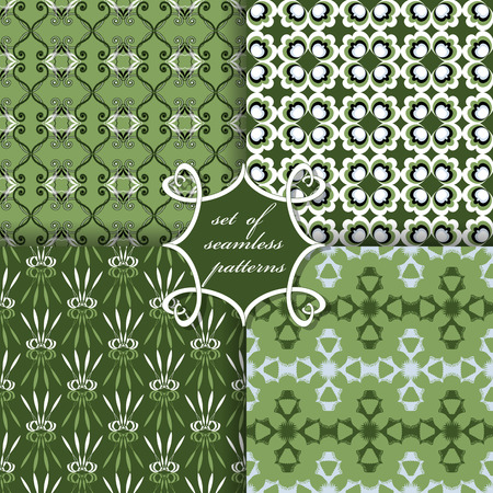 Set of seamless vector illustrations. Abstract decorative shapesのイラスト素材