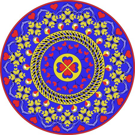 Vector circular pattern for Valentine's Day. Mandala with hearts, decorative flowersのイラスト素材