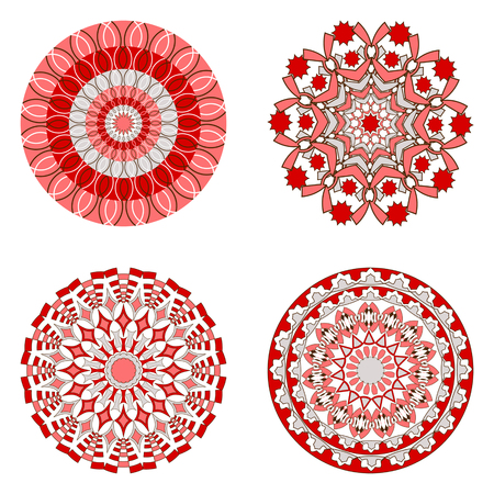 Vector set of circular patterns from abstract shapesのイラスト素材
