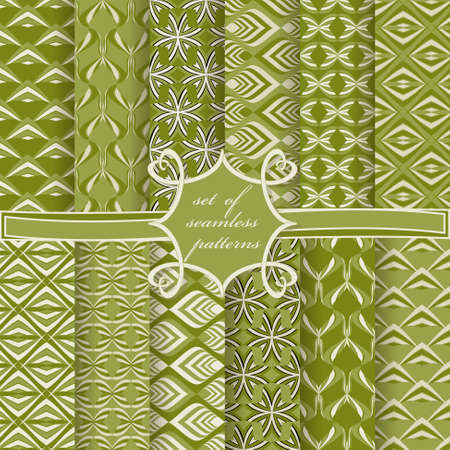 Set of seamless vector illustrations. Abstract decorative shapesのイラスト素材