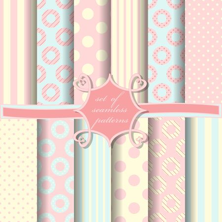 Set of seamless vector illustrations. Decorative design elements for scrapbookingのイラスト素材