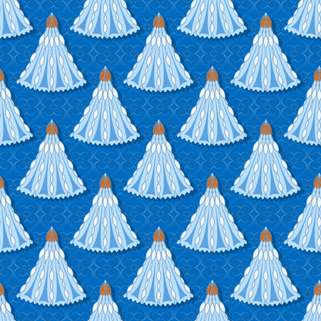 Seamless vector Christmas background illustration with Christmas symbols. Decorative Christmas trees, abstract pattern.のイラスト素材