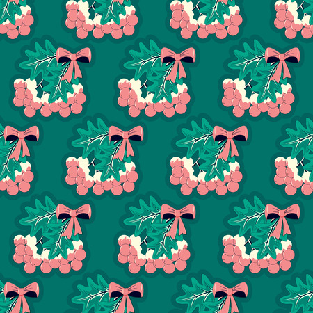 Seamless Christmas vector illustration with Christmas berryのイラスト素材