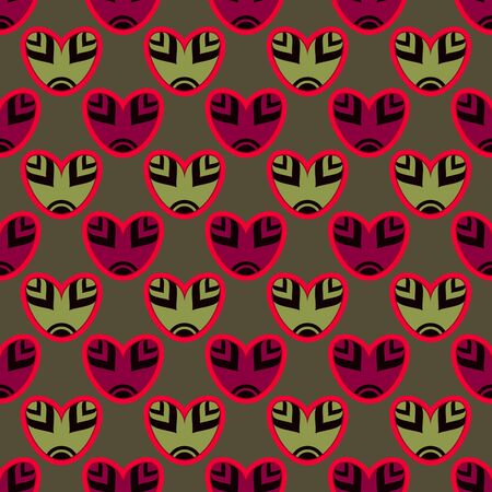 Seamless vector illustration with abstract multicolored hearts.のイラスト素材