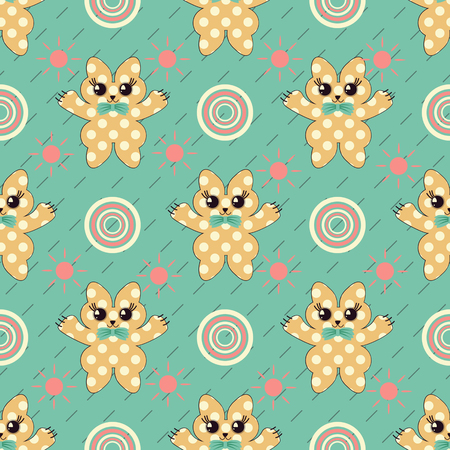 Seamless abstract vector illustration background. Decorative kittensのイラスト素材