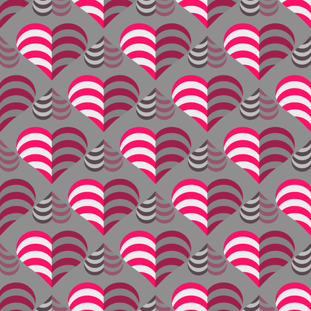 seamless vector illustrations of Valentine's Day with striped heartsのイラスト素材