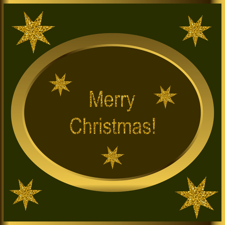 Merry Christmas. Vector greeting card with shiny inscriptions and starsのイラスト素材