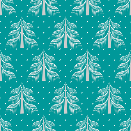 seamless Christmas illustration with Christmas treesのイラスト素材