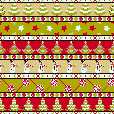 Seamless vector set of christmas patterns on linesのイラスト素材