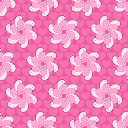 Happy Valentine's Day. Seamless vector illustration. Decorative heart with ornamental flowersのイラスト素材