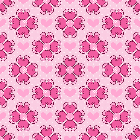 Happy Valentine's Day. Seamless vector illustration. Decorative heart with ornamental flowersのイラスト素材
