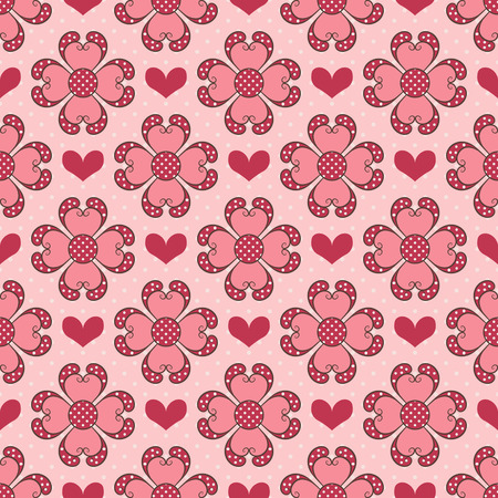 Happy Valentine's Day. Seamless vector illustration. Decorative heart with ornamental flowersのイラスト素材