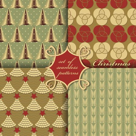 Set of seamless Christmas illustrations. Abstract vector paper with Christmas symbols and elements of Christmas designのイラスト素材